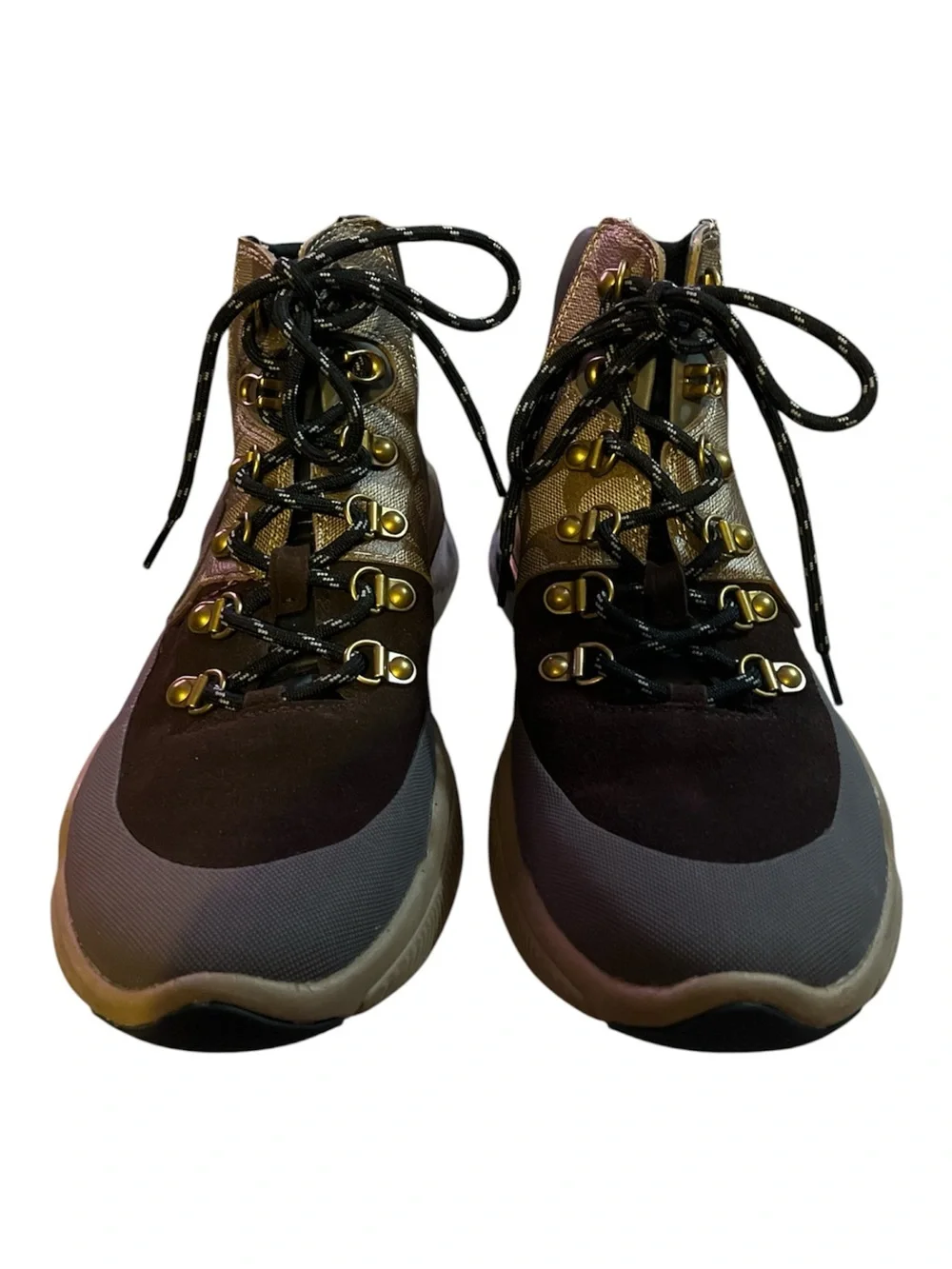 Coach Men’s Brown and Black Signature High-Top Boat Sneaker